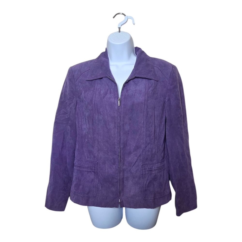 Conrad C Collection Purple Faux Suede Zip Jacket